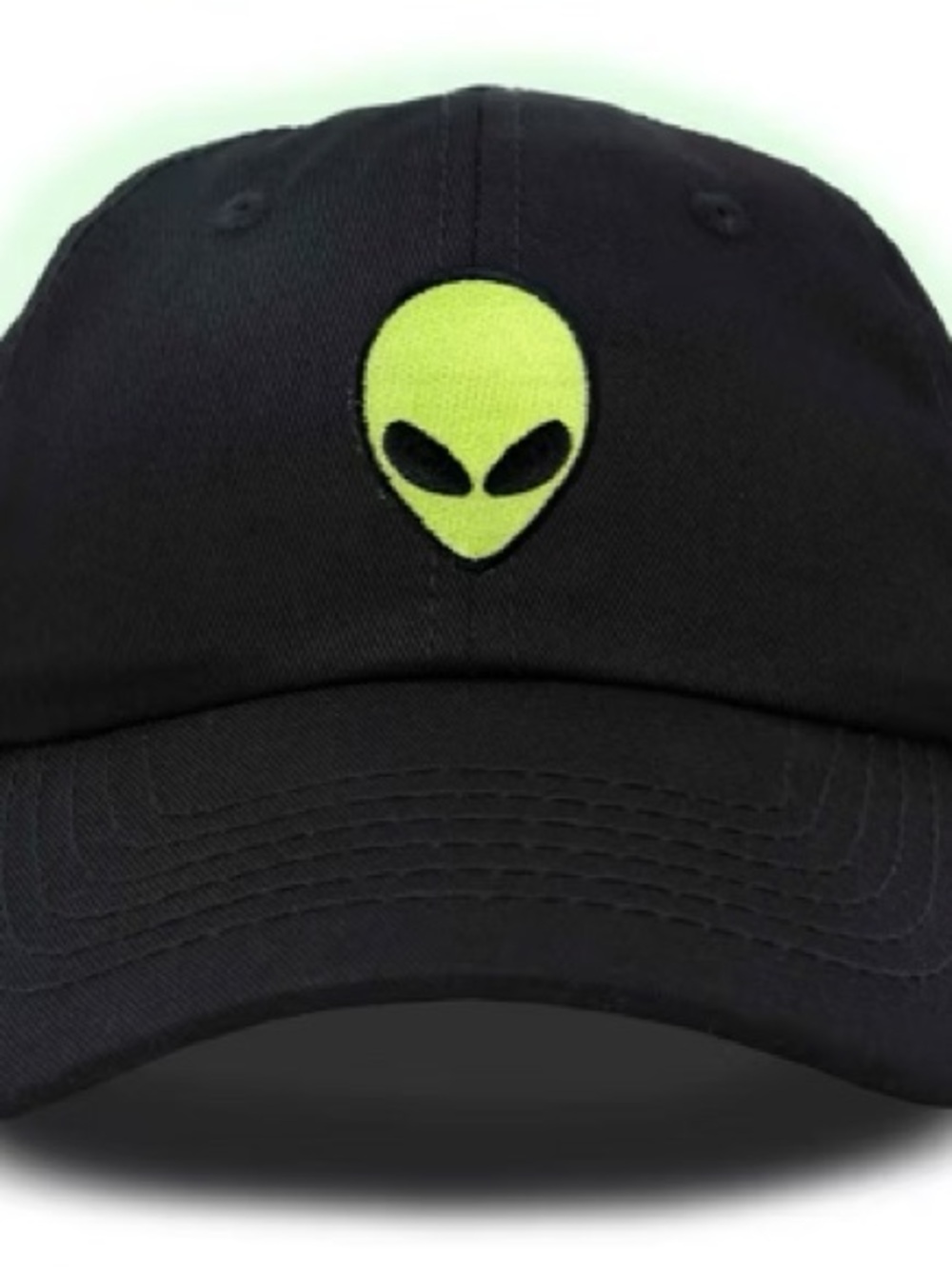 Black Hat with Neon Green Alien Patch Adjustable
